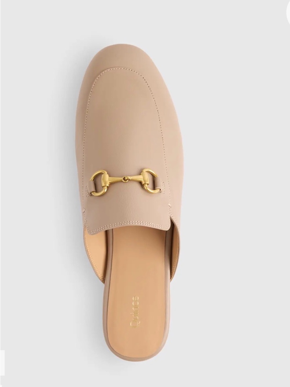 Quince Beige Italian Leather Backless Mule with Gold Bit